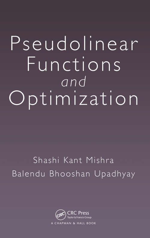 Book cover of Pseudolinear Functions and Optimization