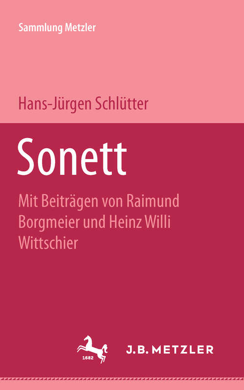 Book cover of Sonett (1. Aufl. 1979) (Sammlung Metzler)