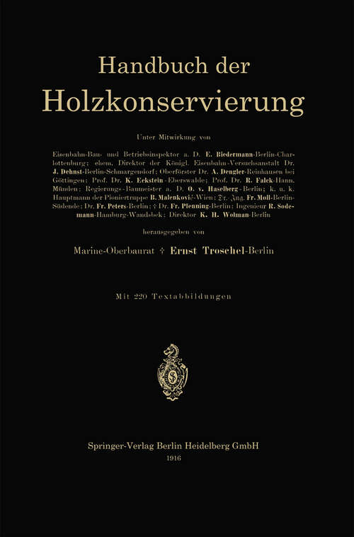 Book cover of Handbuch der Holzkonservierung (1916)