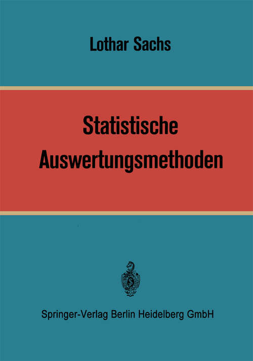 Book cover of Statistische Auswertungsmethoden (1968)