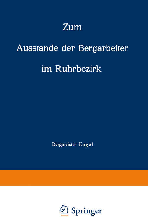 Book cover of Zum Ausstande der Bergarbeiter im Ruhrbezirk (1905)