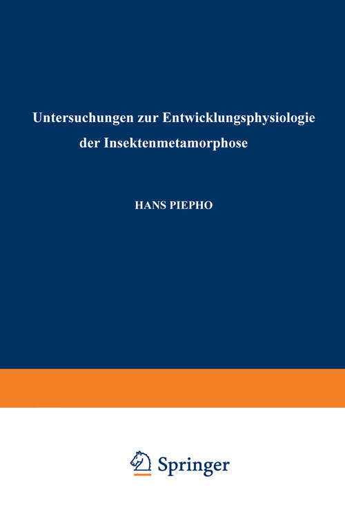 Book cover of Untersuchungen zur Entwicklungsphysiologie der Insektenmetamorphose (1941)
