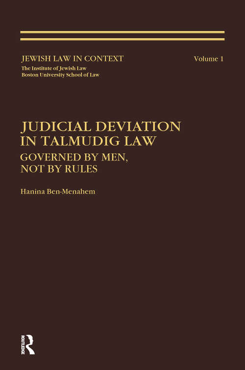 Book cover of Judicial Deviation In Talmudic Law