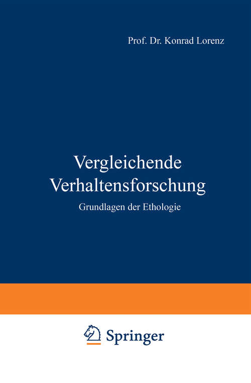 Book cover of Vergleichende Verhaltensforschung: Grundlagen der Ethologie (1978)