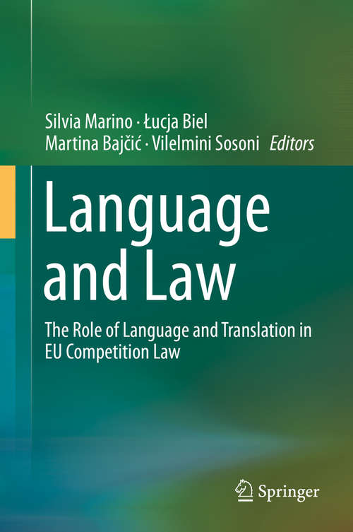 Book cover of Language and Law: The Role Of Language And Translation In Eu Competition Law