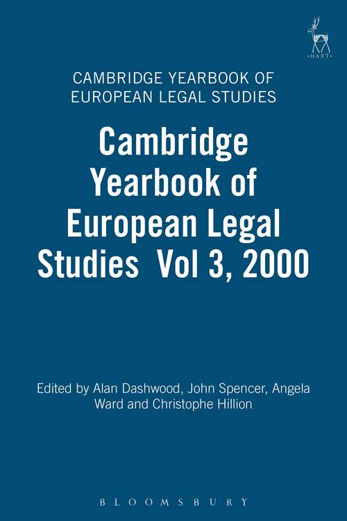 Book cover of Cambridge Yearbook of European Legal Studies  Vol 3, 2000 (Cambridge Yearbook of European Legal Studies)