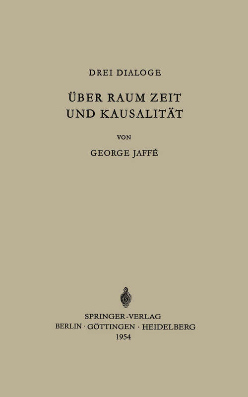 Book cover of Über Raum, Zeit und Kausalität (1954)