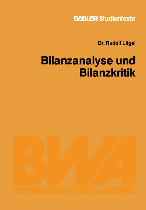 Book cover of Bilanzanalyse und Bilanzkritik (1982) (Gabler-Studientexte)