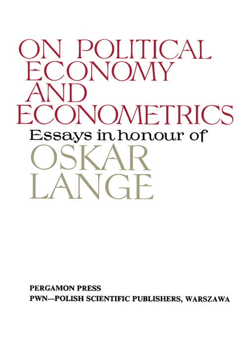 Book cover of On Political Economy and Econometrics: Essays in Honour of Oskar Lange