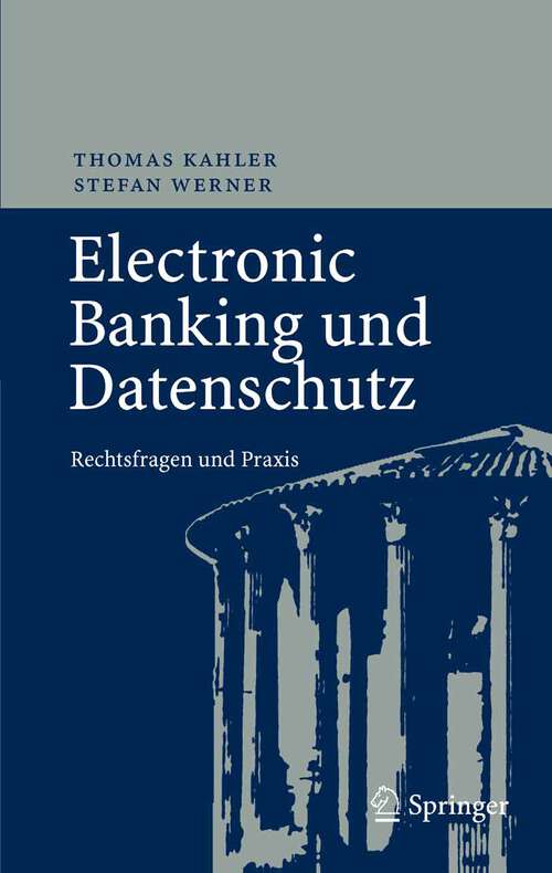 Book cover of Electronic Banking und Datenschutz: Rechtsfragen und Praxis (2008)