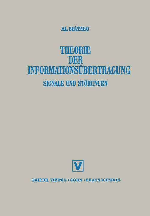 Book cover of Theorie Der Informationsübertragung: Signale und Störungen (1973)