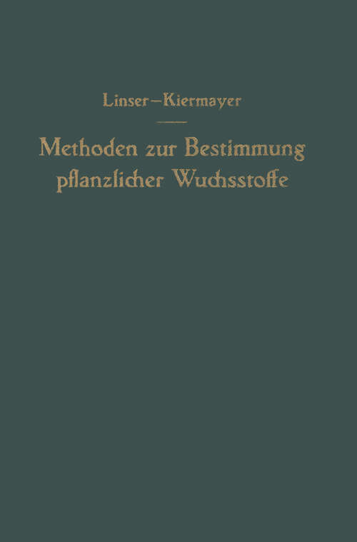 Book cover of Methoden zur Bestimmung pflanzlicher Wuchsstoffe (1957)