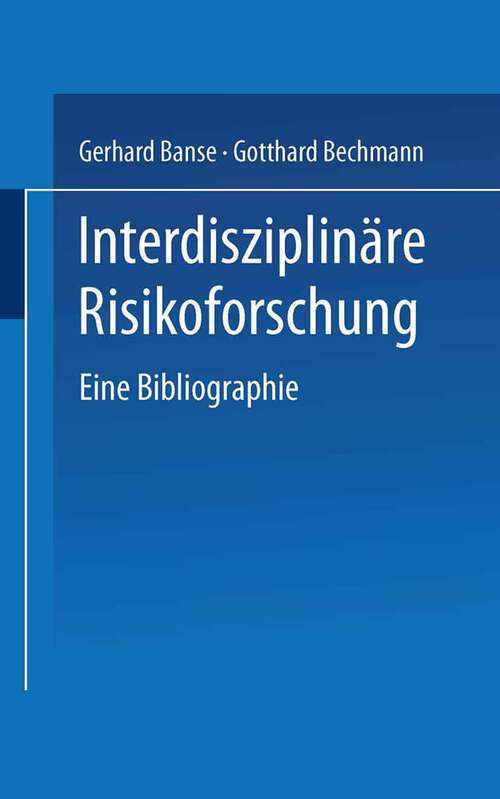 Book cover of Interdisziplinäre Risikoforschung: Eine Bibliographie (1998)