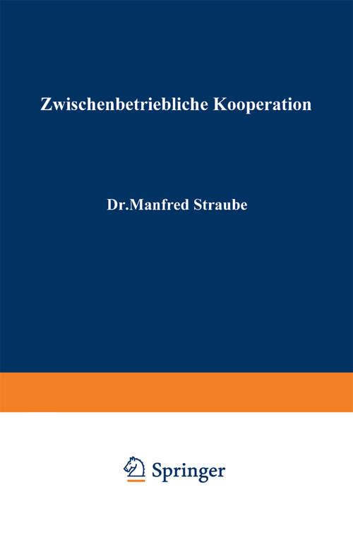 Book cover of Zwischenbetriebliche Kooperation (1972)