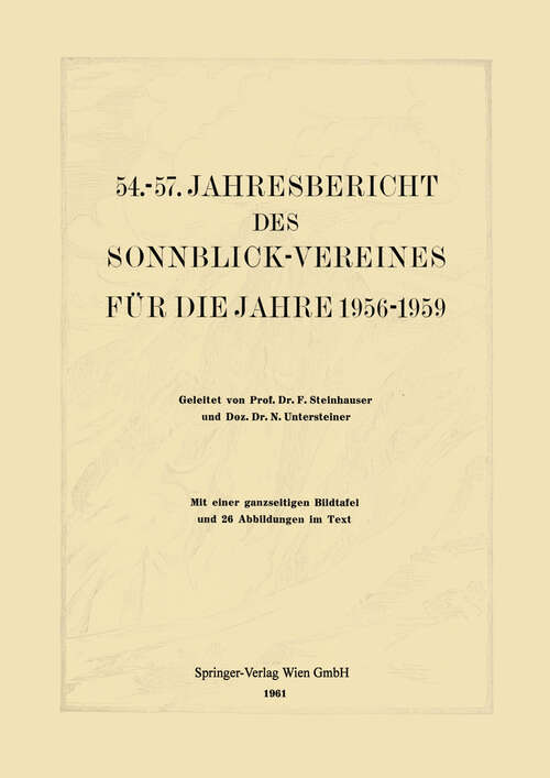 Book cover of 54.–57. Jahresbericht des Sonnblick-Vereines für die Jahre 1956–1959 (1961) (Jahresberichte des Sonnblick-Vereines: 1956-59)