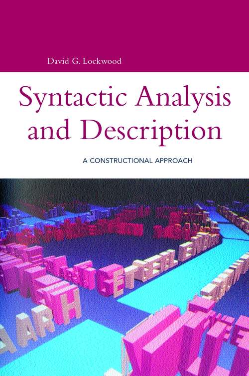 Book cover of Syntactic Analysis and Description: A Constructional Approach (Open Linguistics)