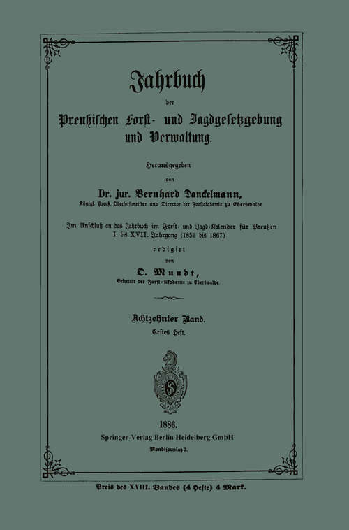 Book cover of Jahrbuch der Preußischen Forst- und Jagdgesetzgebung und Verwaltung (1886)