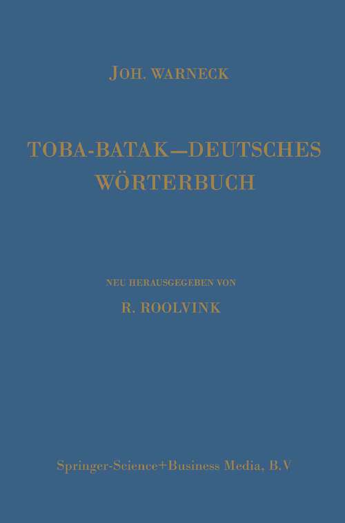 Book cover of Toba-Batak—Deutsches Wörterbuch (1977)