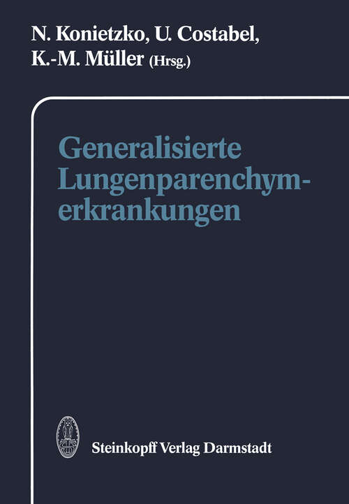 Book cover of Generalisierte Lungenparenchymerkrankungen (1990)