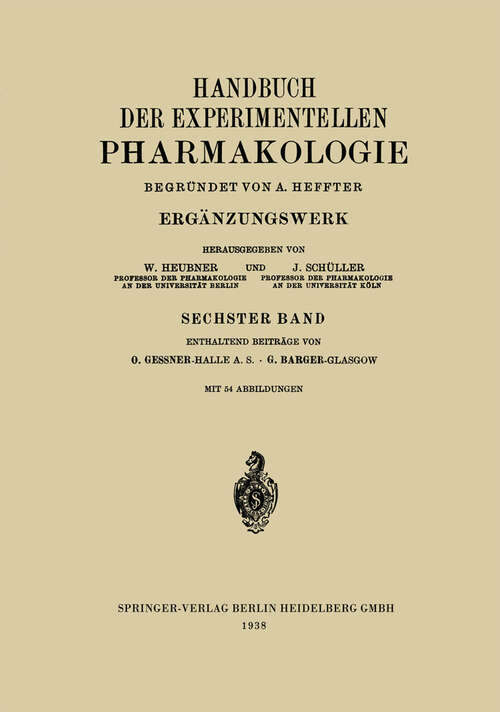 Book cover of Ergänzungswerk (1938) (Handbuch der Experimentellen Pharmakologie)