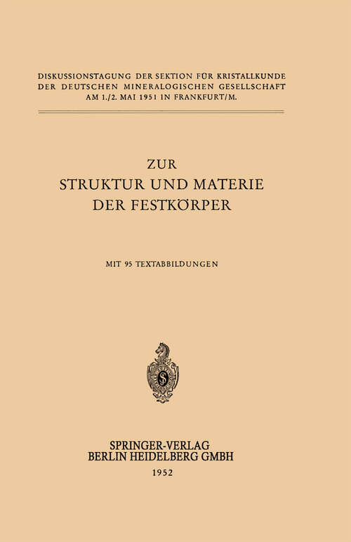 Book cover of Zur Struktur und Materie der Festkörper (1952)