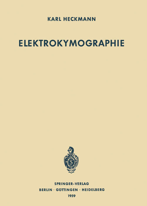 Book cover of Elektrokymographie (1959)