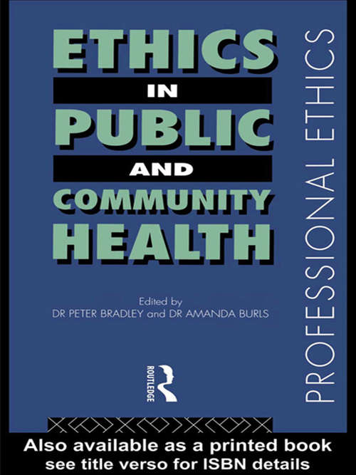 Book cover of Ethics in Public and Community Health