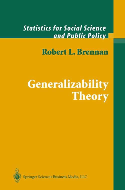 Book cover of Generalizability Theory (2001) (Statistics for Social and Behavioral Sciences)