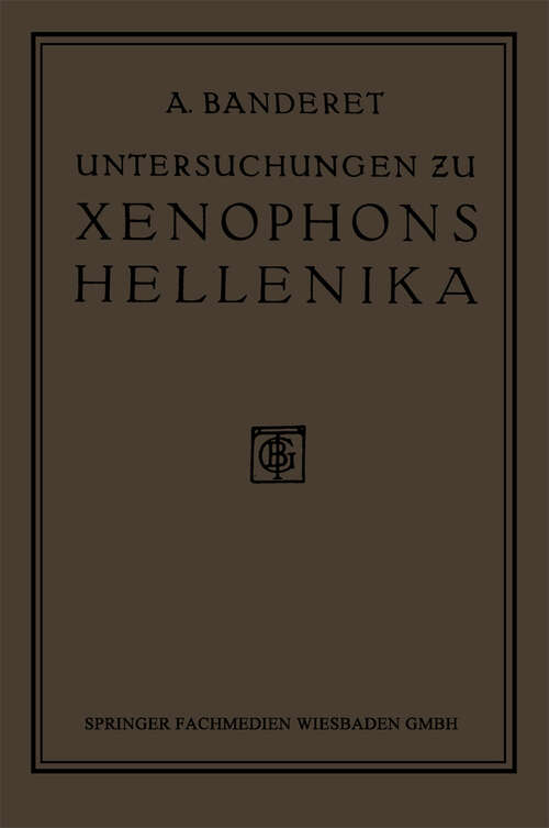 Book cover of Untersuchungen zu Xenophons Hellenika (1919)