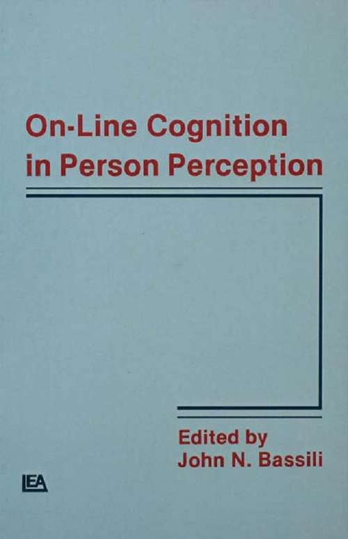 Book cover of On-line Cognition in Person Perception