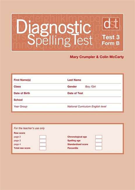 Book cover of Diagnostic Spelling Tests: Test 3 Form B (PDF)