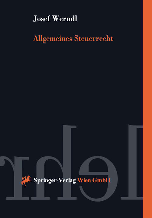 Book cover of Allgemeines Steuerrecht (2000) (Springers Kurzlehrbücher der Rechtswissenschaft)