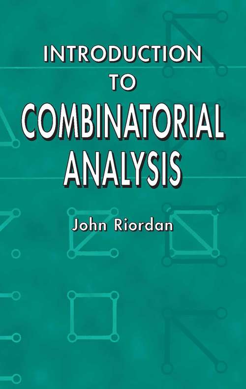 Book cover of Introduction to Combinatorial Analysis (Dover Books on Mathematics #4668)