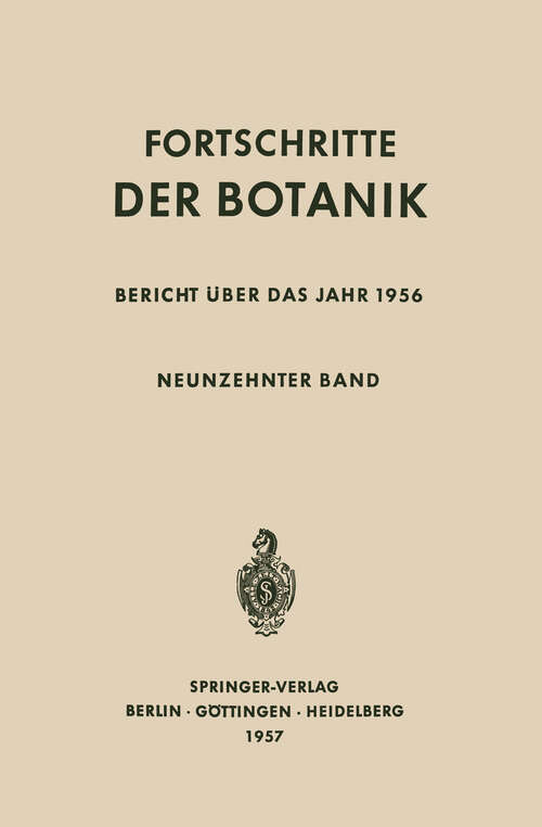 Book cover of Bericht Über das Jahr 1956 (1957) (Progress in Botany #19)