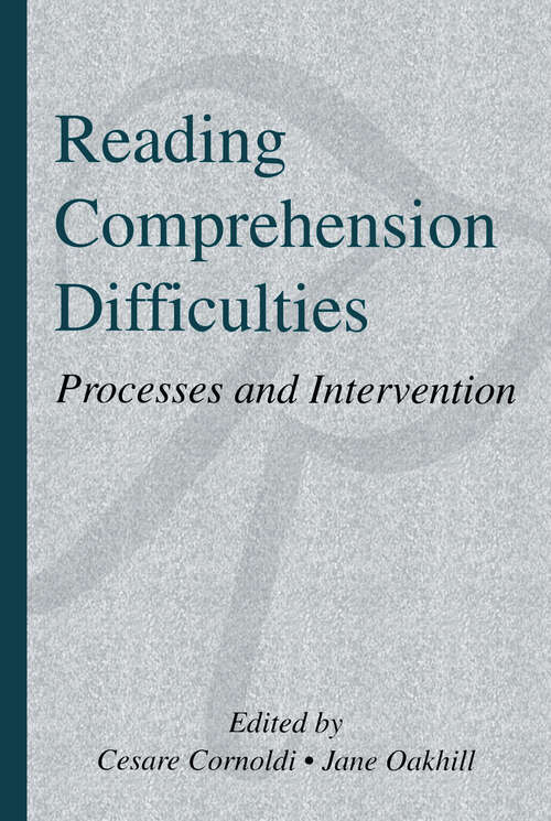 Book cover of Reading Comprehension Difficulties: Processes and Intervention