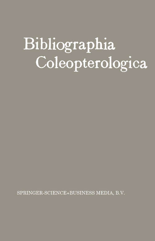 Book cover of Bibliographia Coleopterologica (1912)
