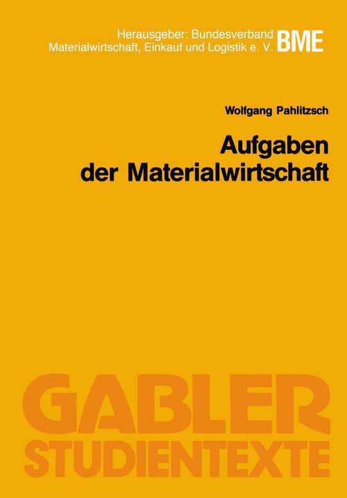 Book cover of Aufgaben der Materialwirtschaft (1992)