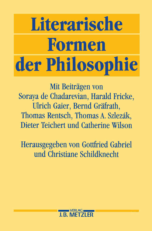 Book cover of Literarische Formen der Philosophie (1. Aufl. 1990)