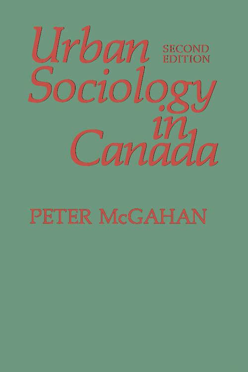 Book cover of Urban Sociology in Canada