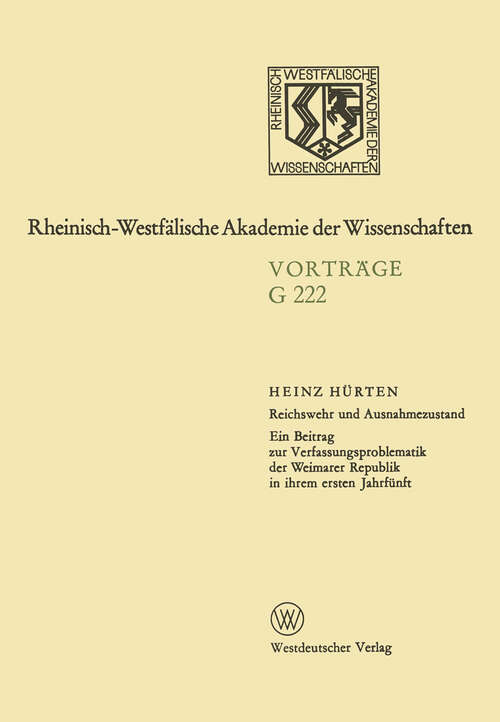Book cover of Geisteswissenschaften: Vorträge · G 222 (1977)