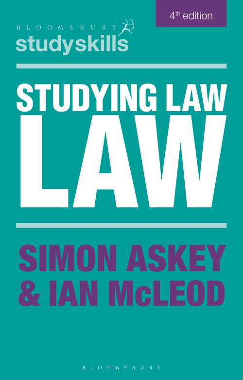 Book cover of Studying Law (Macmillan Study Skills)