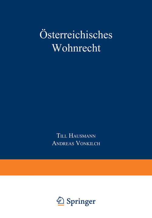 Book cover of Österreichisches Wohnrecht: Kommentar MRG und WEG (1. Aufl. 2003)