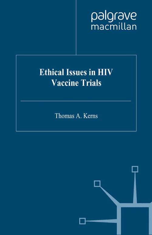 Book cover of Ethical Issues in HIV Vaccine Trials (1997)