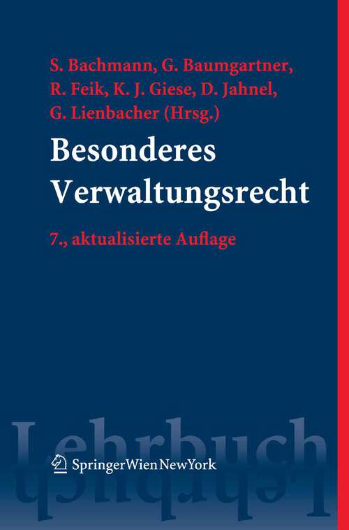 Book cover of Besonderes Verwaltungsrecht (7. Aufl. 2008) (Springers Kurzlehrbücher der Rechtswissenschaft)