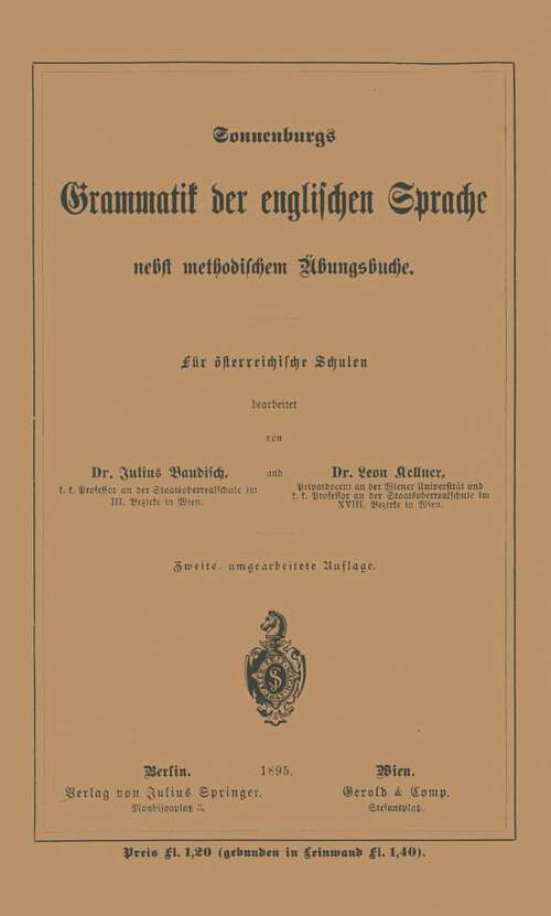 Book cover of Grammatik der englischen Sprache: nebst methodischem Übungsbuche (1895)