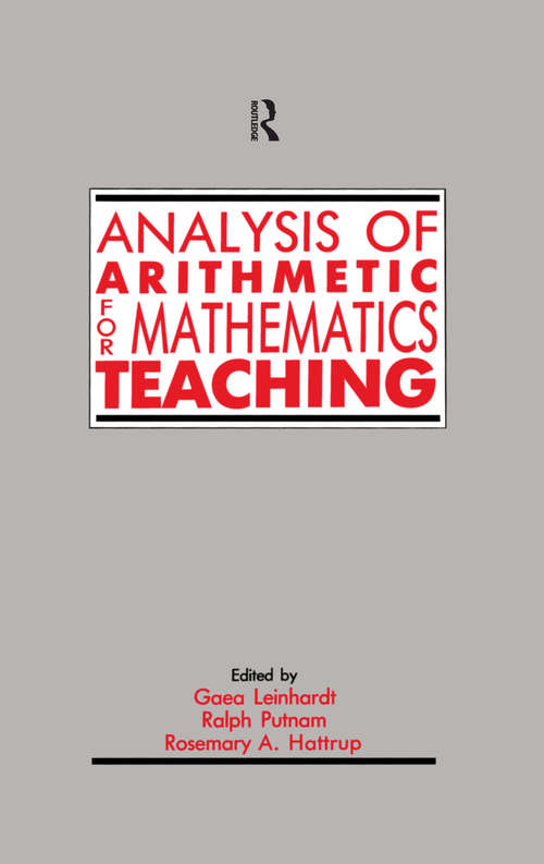 Book cover of Analysis of Arithmetic for Mathematics Teaching