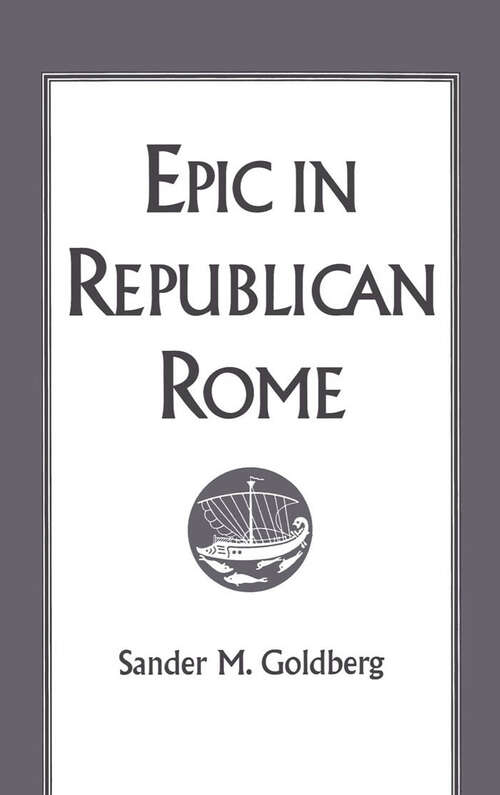 Book cover of Epic in Republican Rome