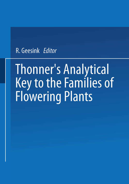 Book cover of Thonner’s analytical key to the families of flowering plants (1981) (Leiden Botanical Series #5)