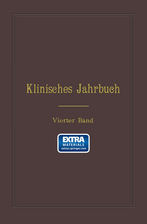Book cover of Klinisches Jahrbuch: Vierter Band (1892)