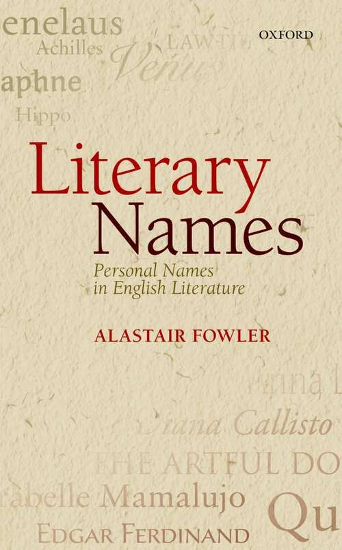Book cover of Literary Names: Personal Names in English Literature